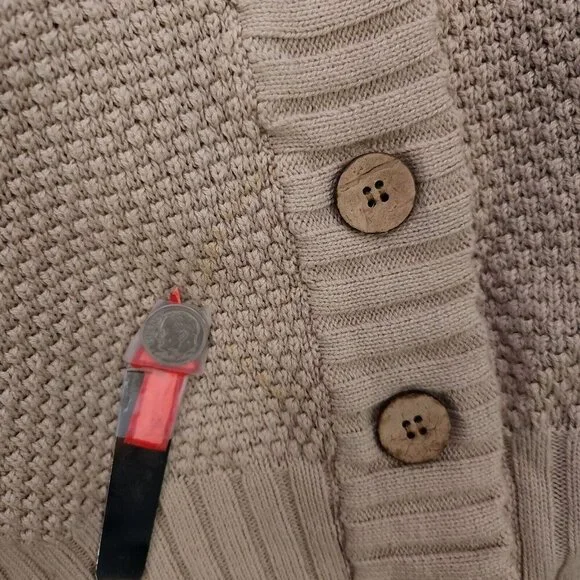 Free People Cardigan Sweater Hailee Cardi Chunky Knit Button Up Beige Size XS - Picture 4 of 14